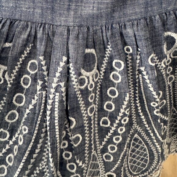 Veronica Beard Ariana Mini Dress Chambray Eyelet Embroidery Sz 14 - Picture 8 of 9